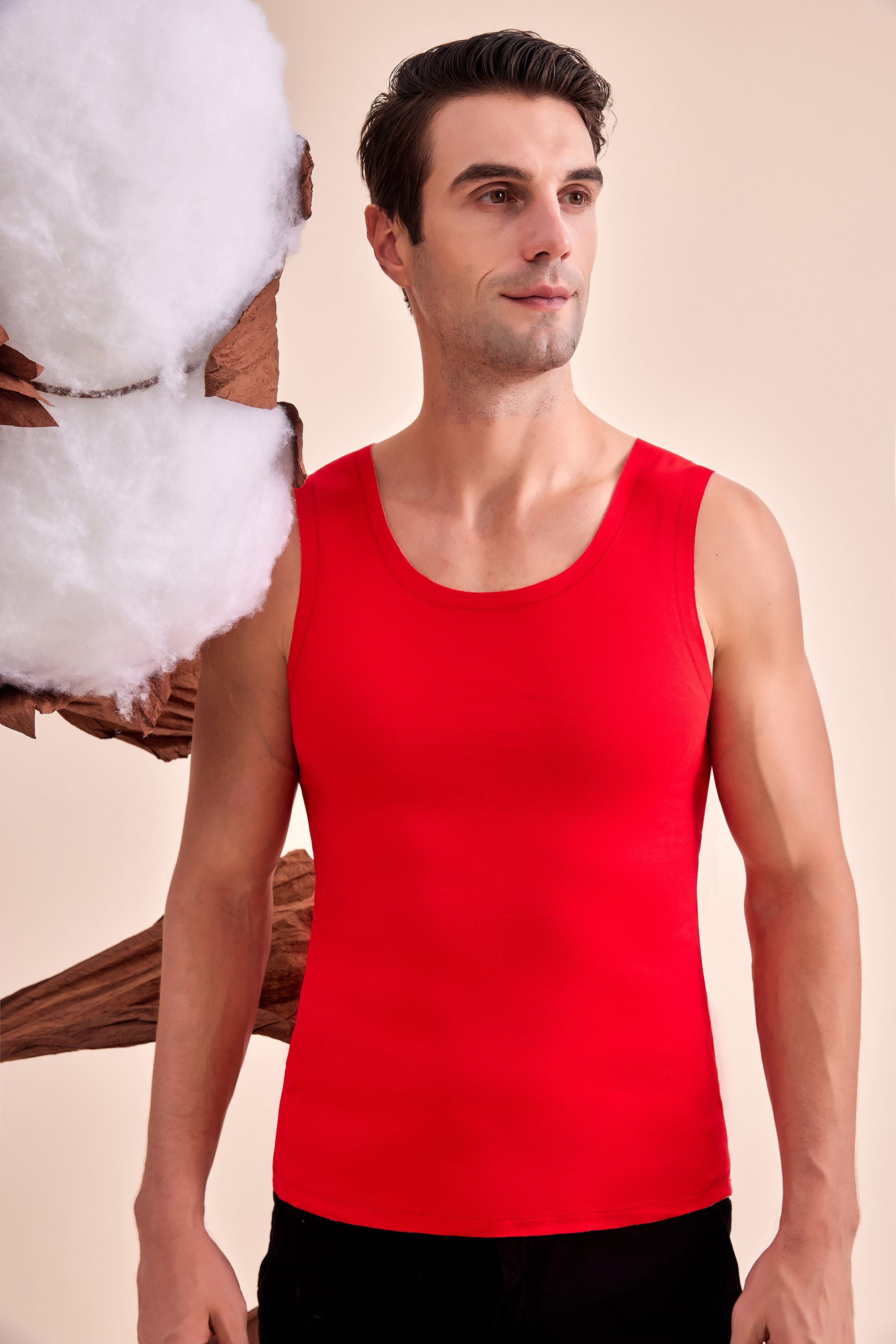 Men's thermal vest made of cashmere and containing mulberry silk, comfortable and warm 24A06
