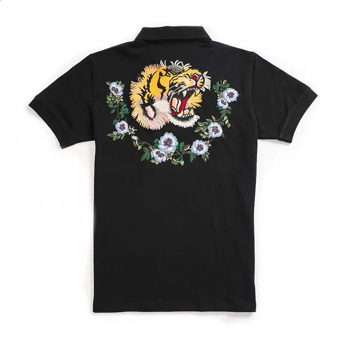 High Men High Embroidery tiger head flowers Fashion Polo Shirts Shirt Skateboard Cotton Polos Top Tee #C38 240712