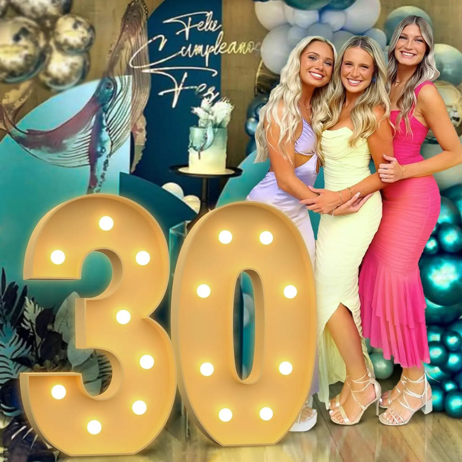 3.3FT/4FT DIY Marquee Light Up Number with LED Lights for 1th 18th Birthday Heart/Diamond Mosaic Numbers Party Foam Board Kit 240717