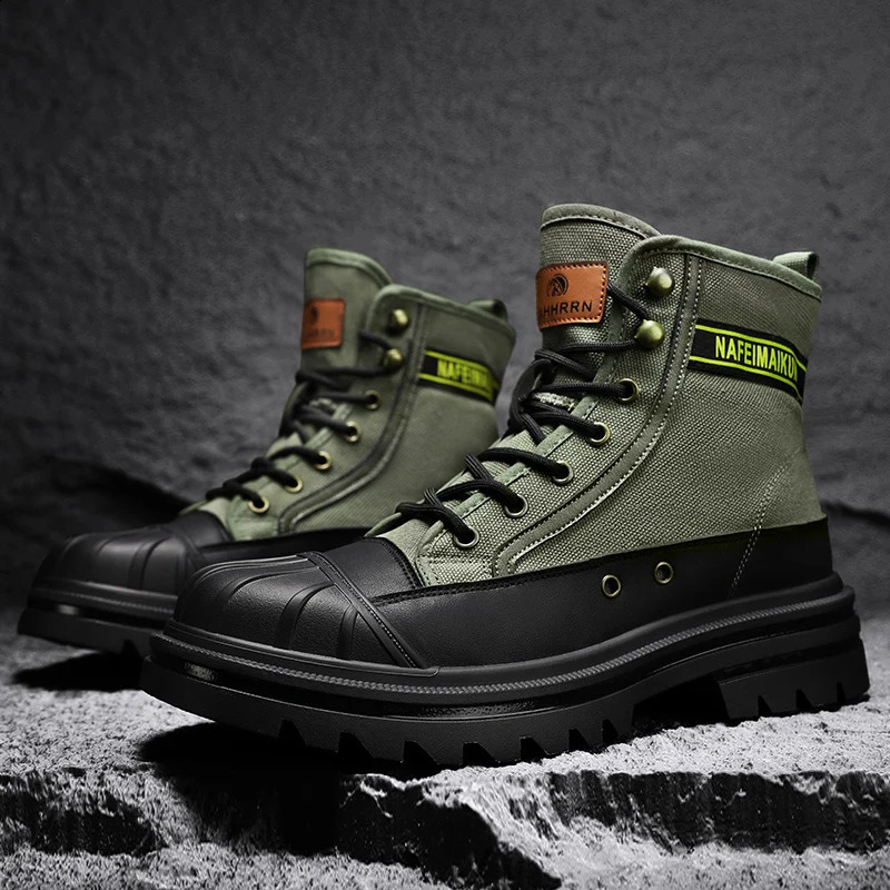 Shoes for Men Outdoor Male Booties Canvas Boots Toe Cap Anticollision Winter Cotton Ankle Fashion Military 240718
