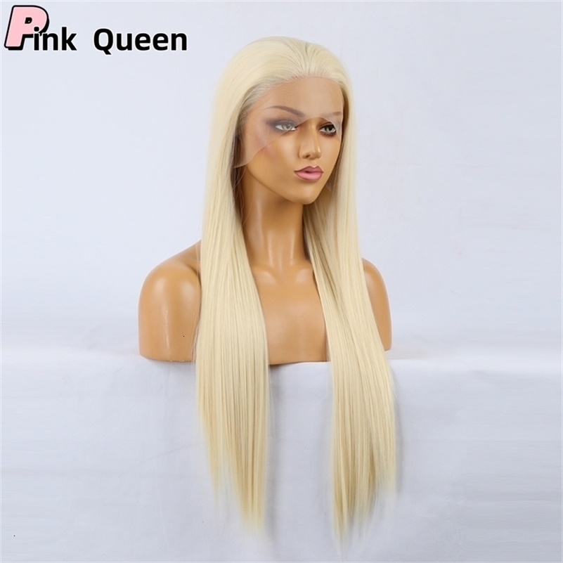 613 Snow White 134 Synthetic Hair Front Lace Glueless Heat Resistant Fiber Natural Hairline Free Parting 240708