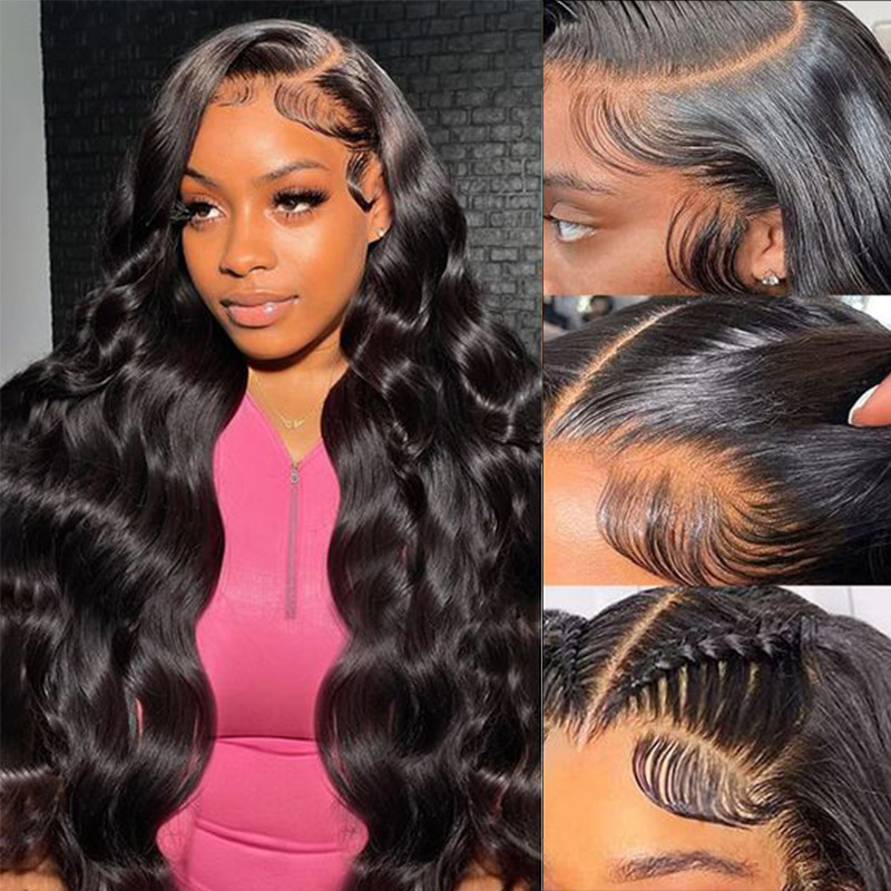 32 Inch Body Wave 13x4 Transparent Lace Front Human Hair Wigs For Women 180 Density Water Wave Synthetic Lace Frontal Wig