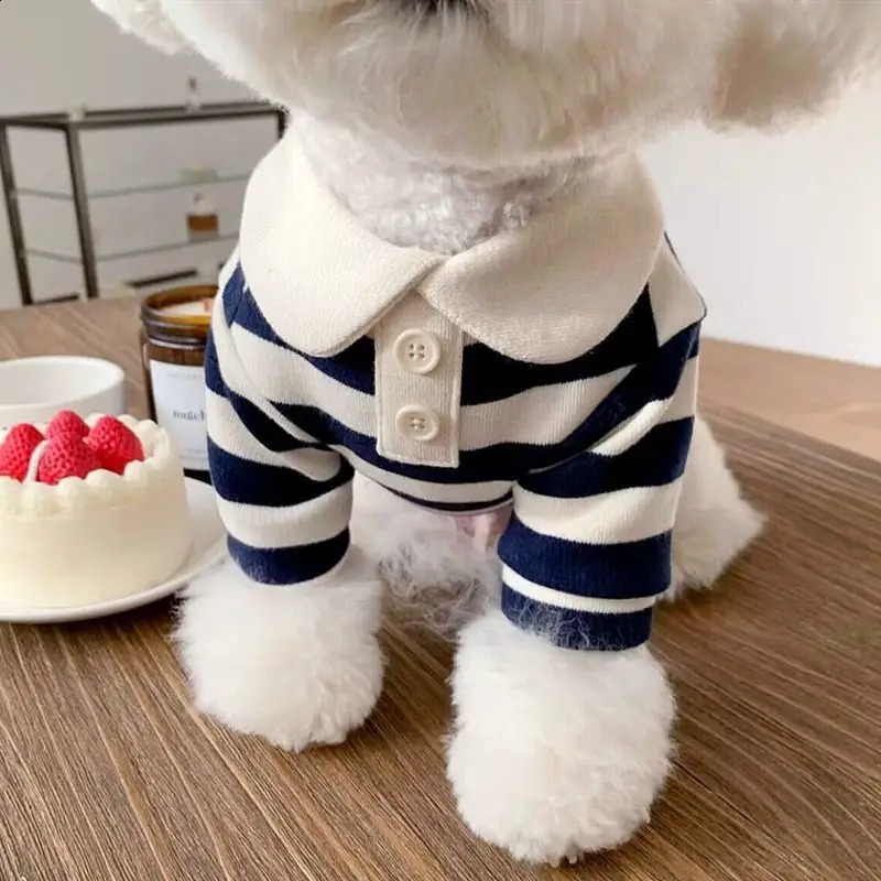 Dog Clothes Schnauzer Teddy York Shire Polo Shirt Summer Dress Striped Pet T-Shirt Dog Costume Soft Pullover Suit for Dog Puppy 240722
