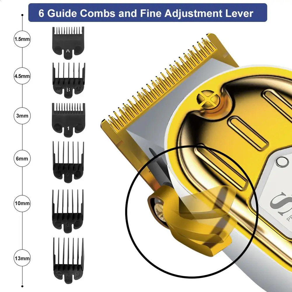 Surker cordless barber hair clipper professional hair trimmer for men all metal electric hair cutter gold machine haircut pivot 240712