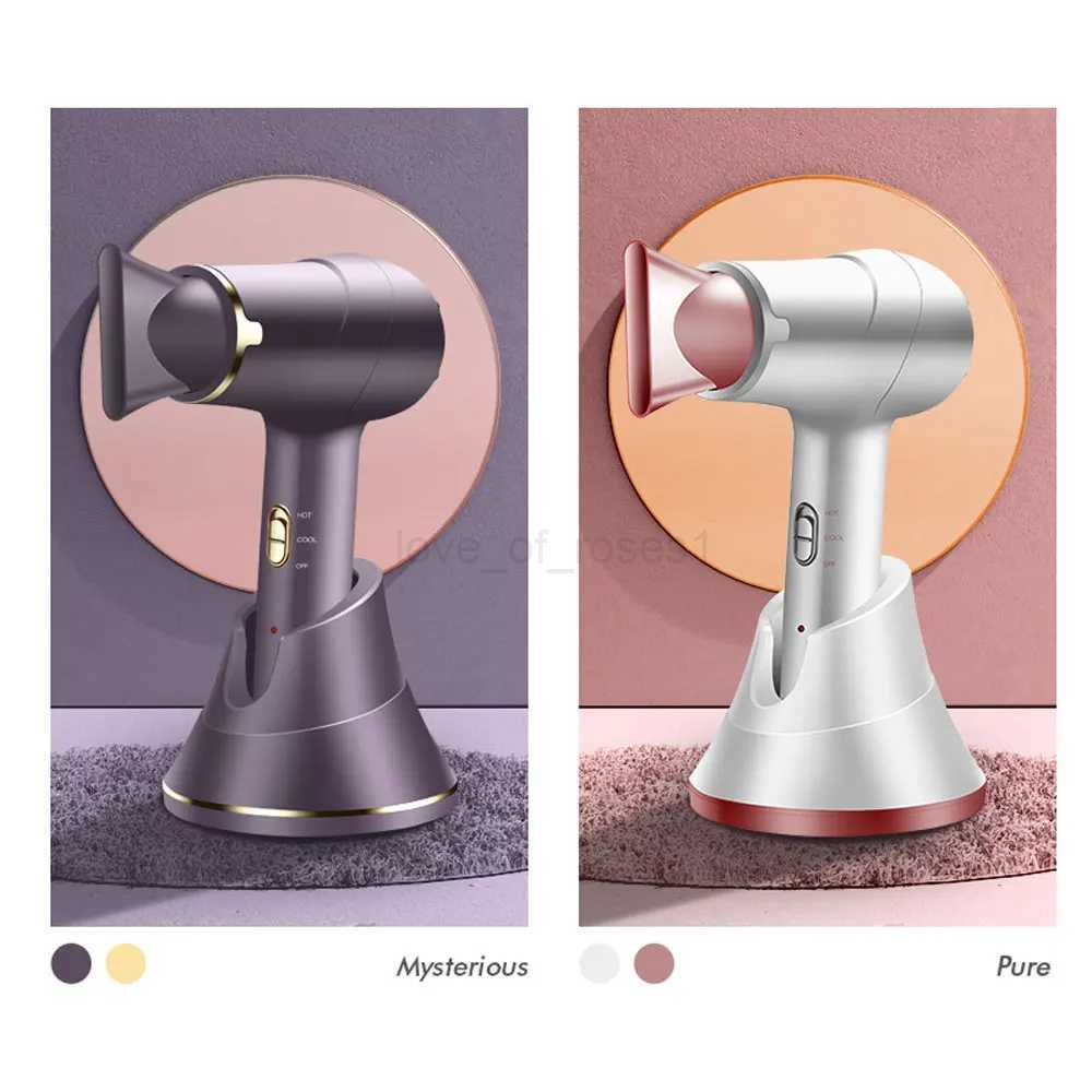 Portable Wireless Hair Dryer Household Rechargeable Wireless Hot/Cold Wind Professional Blow Dryer Outdoor/Travel Negative IonsM240723