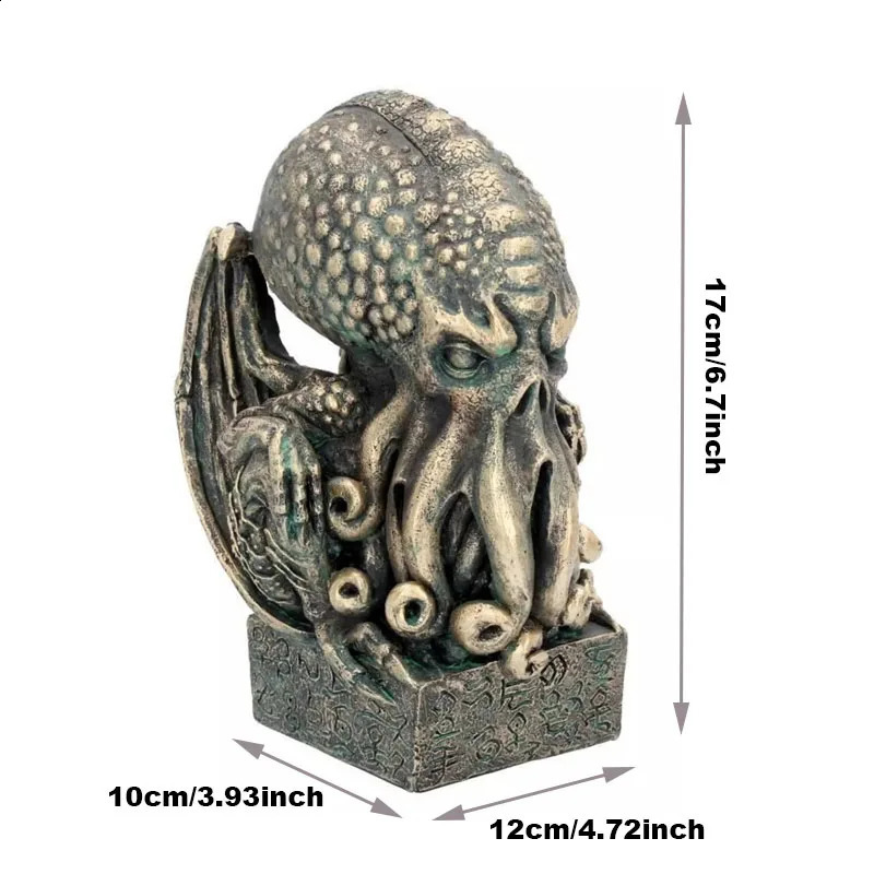 Vintage Skull Cthulhu Statue Home Decor Resin Crafts Ornaments Octopus Modern Sculpture Figures Halloween Party Decoration 240723