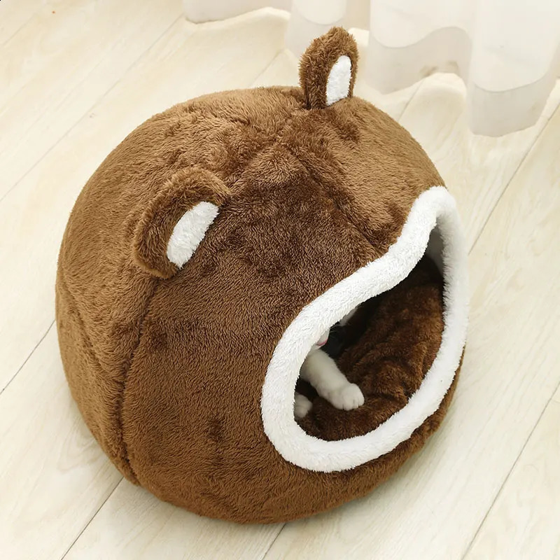 Pet House Soft Long Plush Kitten Lounger Cushion Small Dogs Tent Cave Beds For Cozy Cat Nest Mat