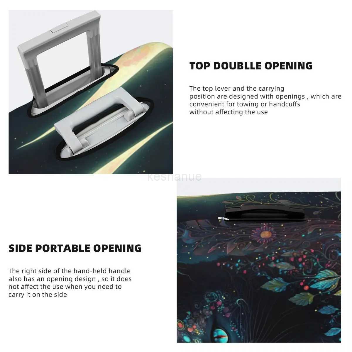 Mystical Moon Cat Suitcase Cover flowers Fun Cruise Trip Protector Luggage Supplies HolidayXJ240723