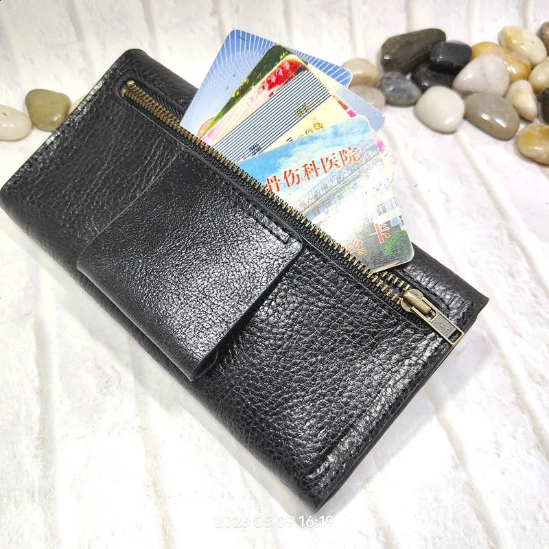 Blongk Genuine Leather Sheath Cell Phone Case Holster Waist Bag Belt Pack Zippered Card Wallet Pouch for Iphone L2101DK 240722