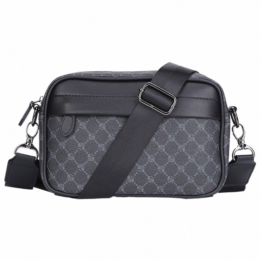 Casual Men's Business Shoulder Genuine PU Leather Messenger Wide Strap Crossbody Square Plaid Designer Male Sg Bag | 2024 Collection 4 19636