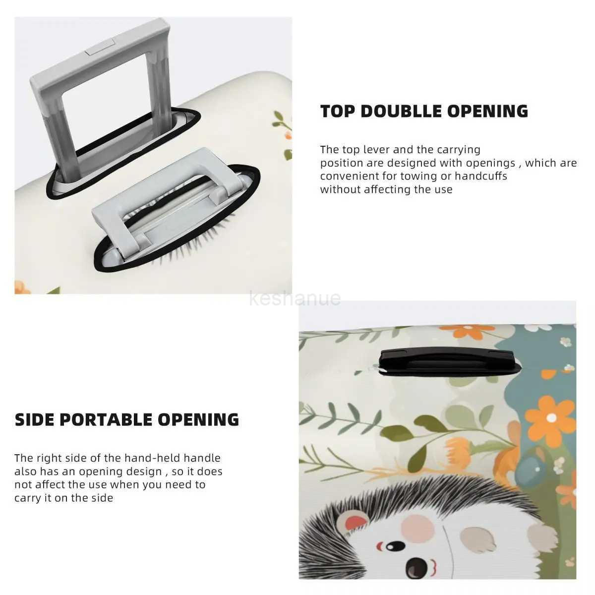 Kawaii Cartoon Pineapple Hedgehog Suitcase Cover Animals Cruise Trip Holiday Fun Luggage Accesories ProtectionXJ240723