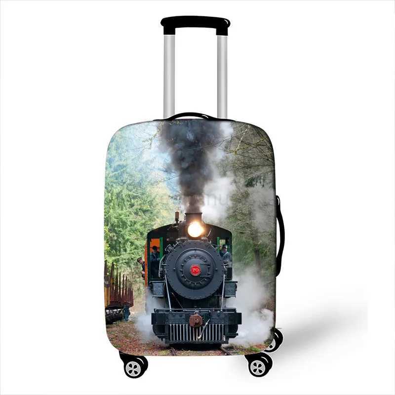 steam train locomotive print luggage cover elastic travel trolley case covers anit-dust suitcase cover for 18-32 inchXJ240723