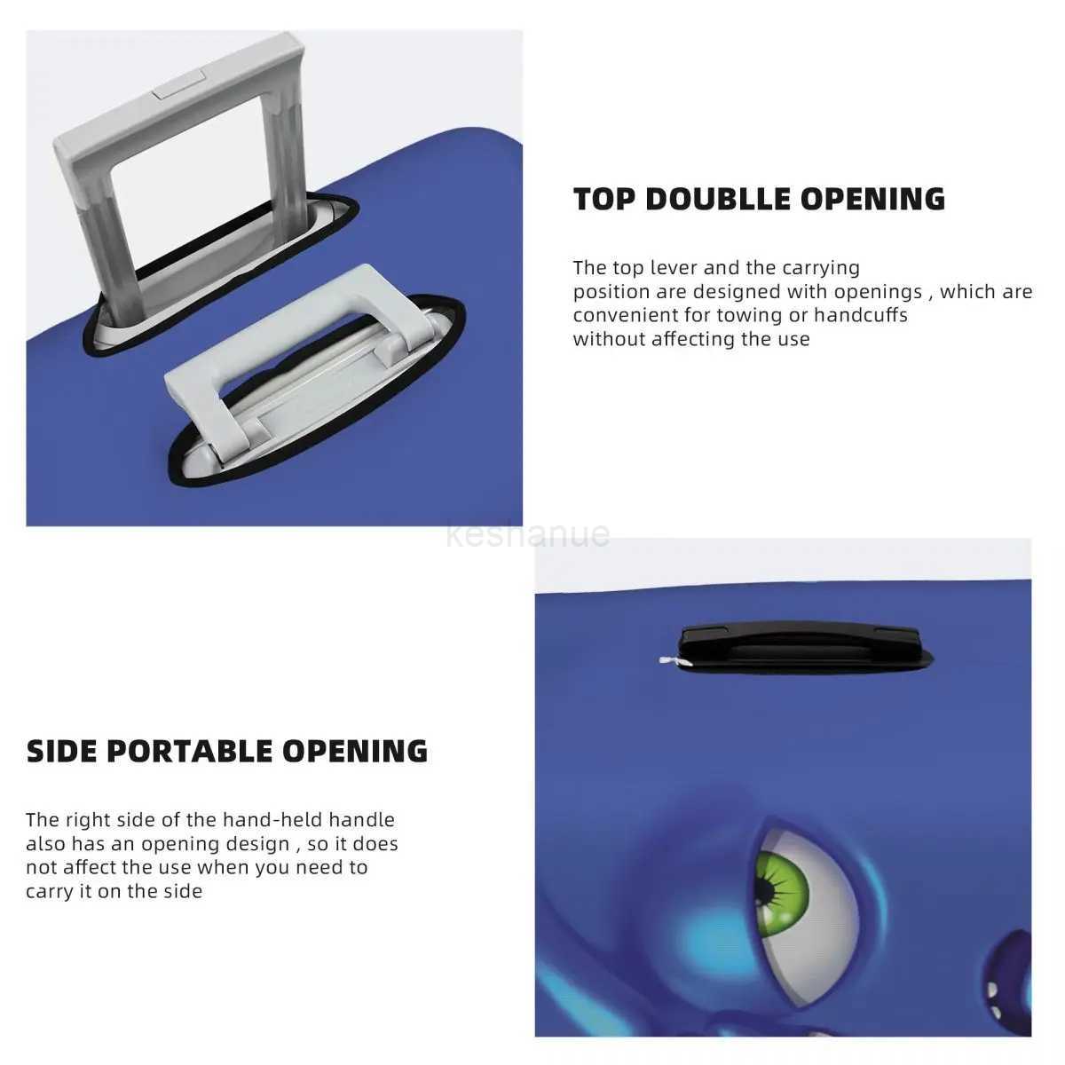 Facial Expression Suitcase Cover Blue Funny Face Cartoon Cruise Trip Flight Fun Luggage Supplies ProtectorXJ240723