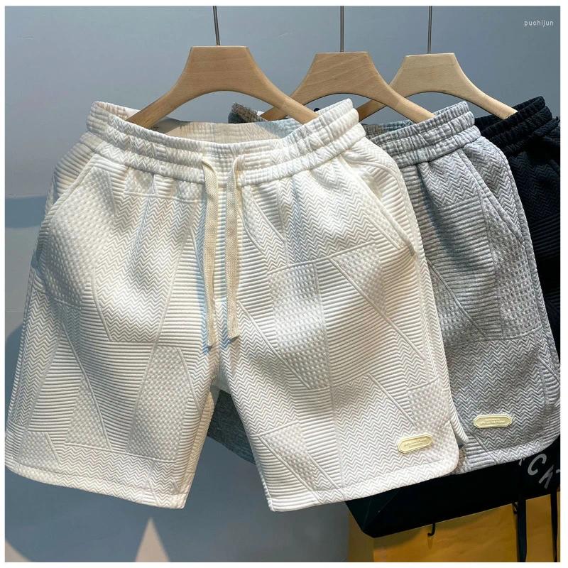 Men's Shorts Summer Running Men Casual Jogging Sport Short Pants Wave Pattern Solid Color Drawstring Loose Dry Gym Sports