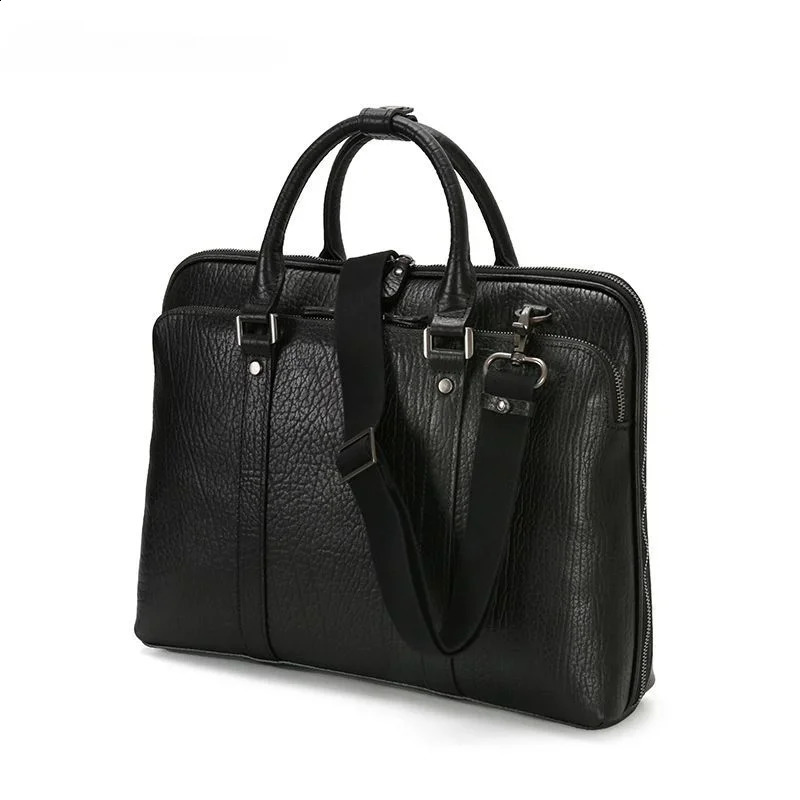 Fashion Business Men Handbags Briefcase Shoulder Crossbody Bag Genuine Leather Computer Messenger Bag Bolso Hombre 240723