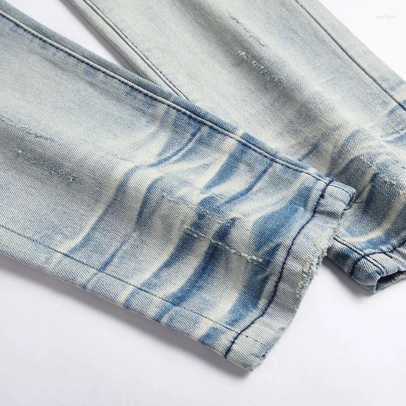Men's Jeans Mens High Quality Light Blue Straight Slim Plus Size 42 44 Pantalones Designer For Men Casual Denim Pants