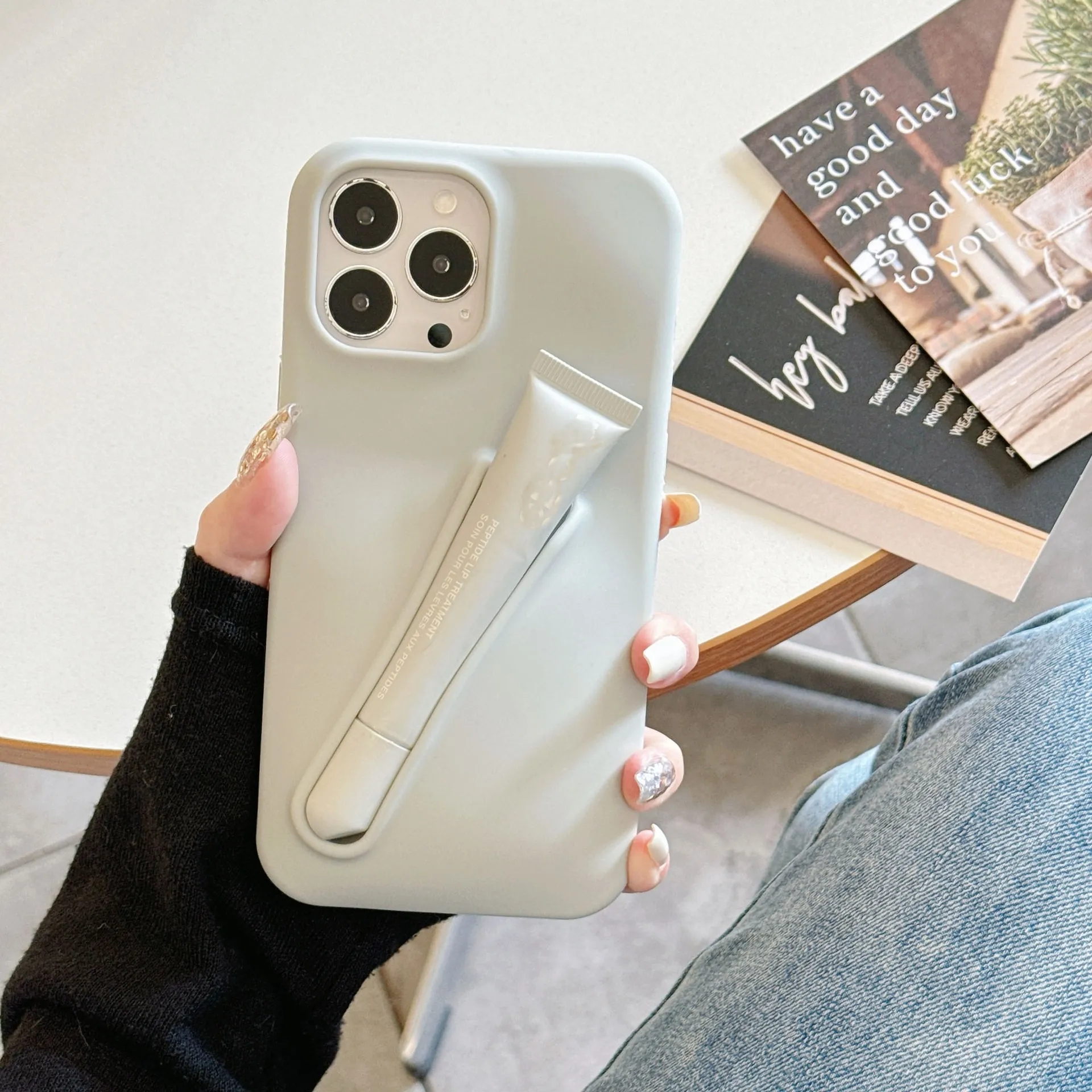 Rhode New Designer Lipstick Portable Case Design Lip Gloss Lipstick Lip Balm 3D Make-Up Silicone Phone Case for iPhone 15 14 13 12 Pro Max Lipglo