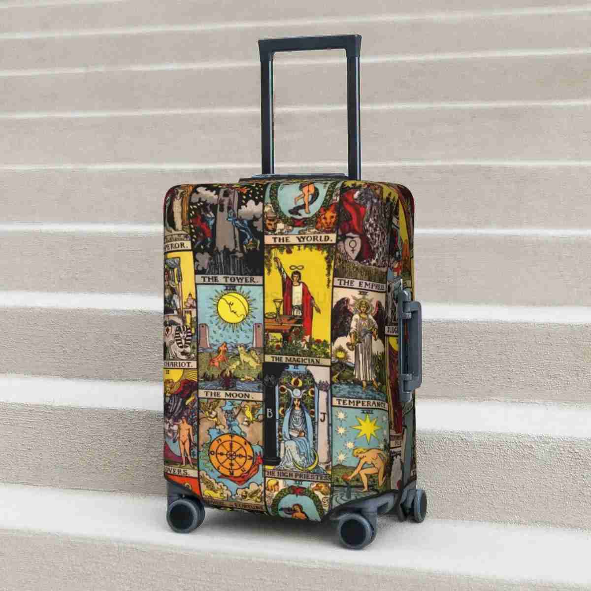 Vintage Moon Suitcase Cover Tarot Art Collage Travel Flight Strectch Luggage Accesories ProtectionXJ240723