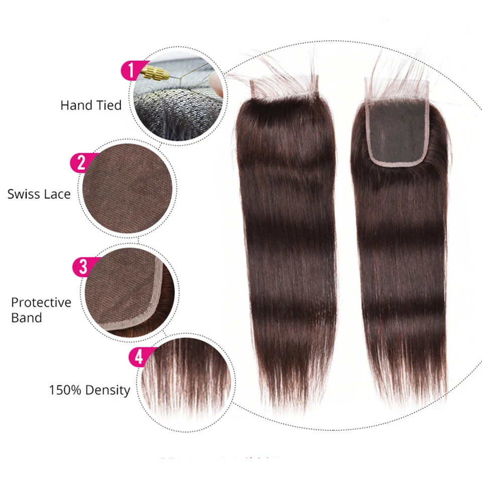 5x5 6x6 7x7 HD Lace Clsoure Brazilian Bone Straight 100% Virgin Human Hair Dark Brown Color 13x4 13x6 Ear To Ear Lace Frontal For Women