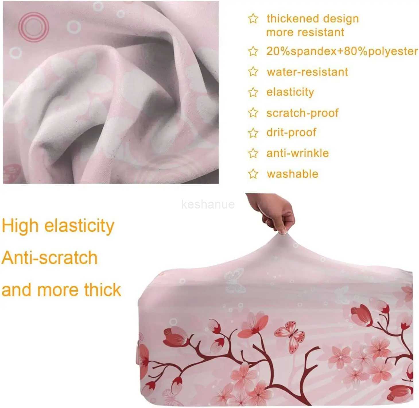 Luggage Cover Beautiful Cherry Blossom Thickened Elastic Travel Suitcase Protector Flowers Print Washable Baggage Gear CoversXJ240723