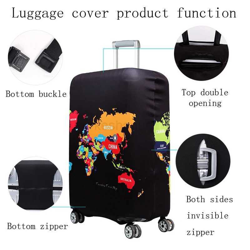 World Map Travel Luggage Suitcase Protective Cover Trolley Baggage Bag Cover Mens Womens Thick Elastic Case For Suitcase 272XJ240723