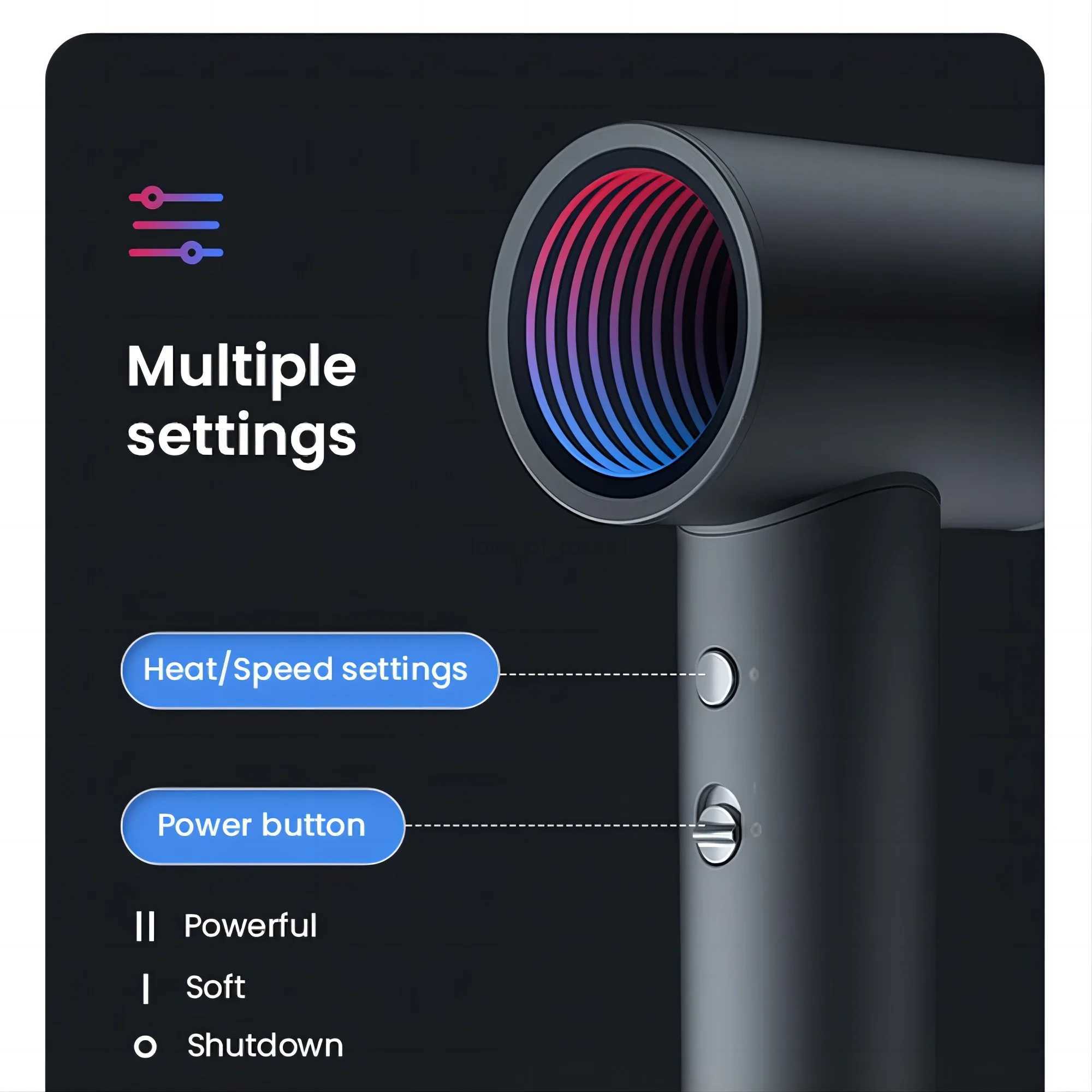 ROIDMI Miro Hair dryer Affordable High speed 65m/s Rapid Air Flow Low Noise Smart Temperature Control 20 Million Negative IonsM240723