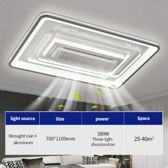 LED Invisible Bladeless Ceiling Fan Chandelier Smart Home Decoration for Living Room Bedroom Children's Room Indoor Lamps