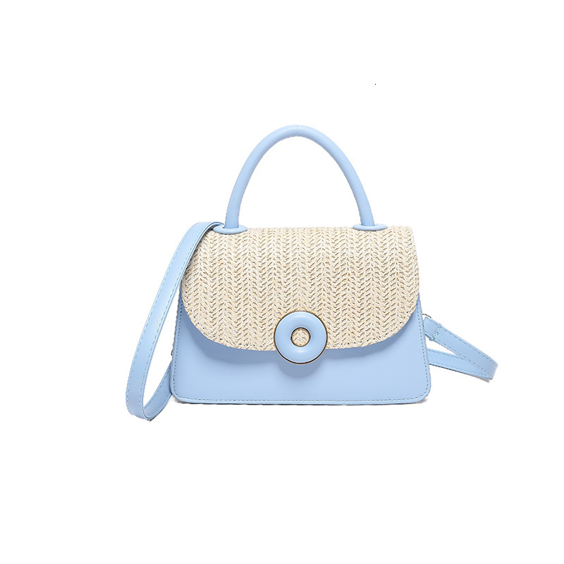 Weaving color blocking splicing 2024 new fashionable, fresh, simple, gentle commuting crossbody bag, bill of lading shoulder small square bag for wome