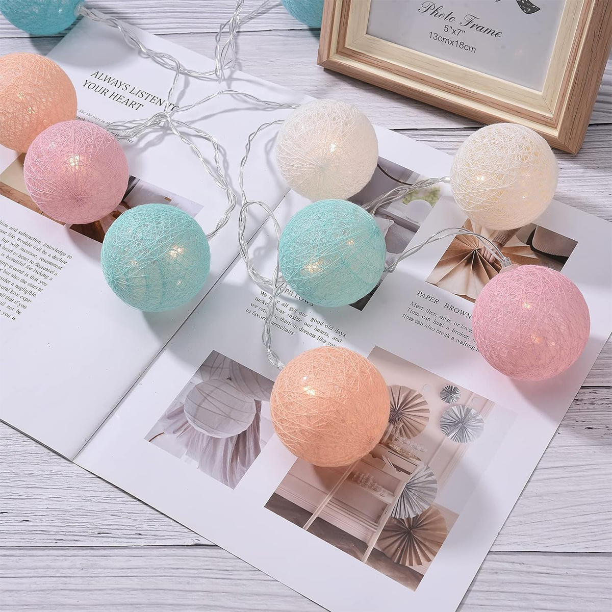 LED cotton thread ball color lights holiday creative bobble ball outdoor camping small color lights string