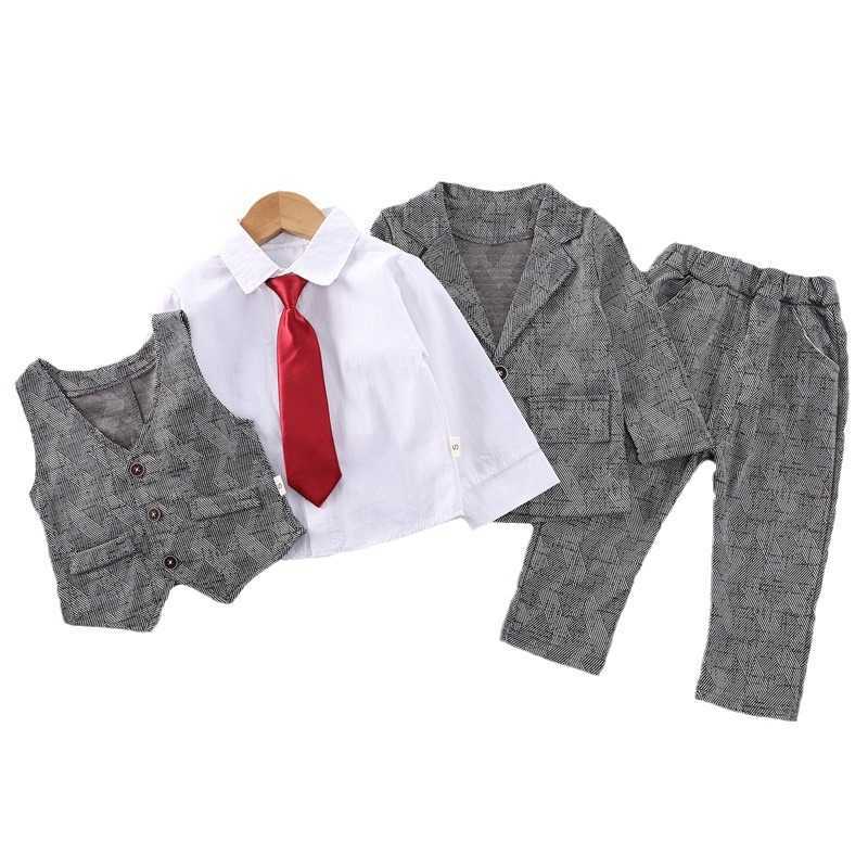Clothing Sets Boys suit set childrens one year old British suit childrens new style boys baby flower girl autumn four piece set 96TG