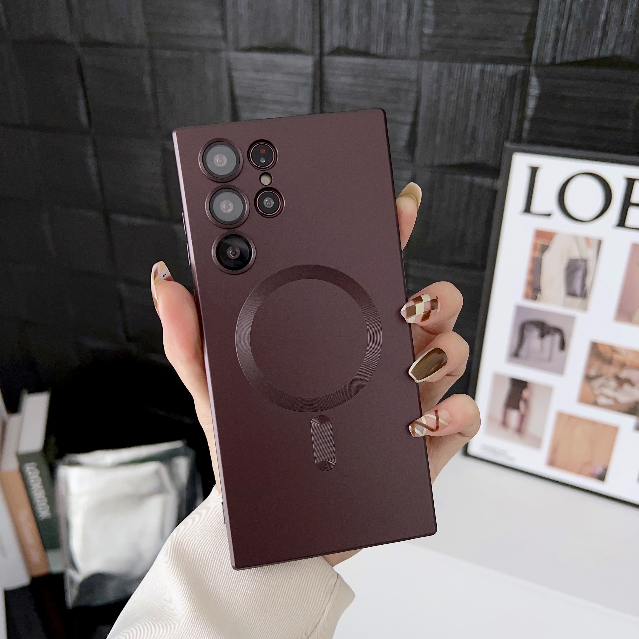 Luxury Magnetic For Magsafe Matte Silicone Cases Camera Glass Lens Protection Metallic Paint For Samsung S20 S21 FE S22 Plus S23 S24 Ultra Note 20 A05