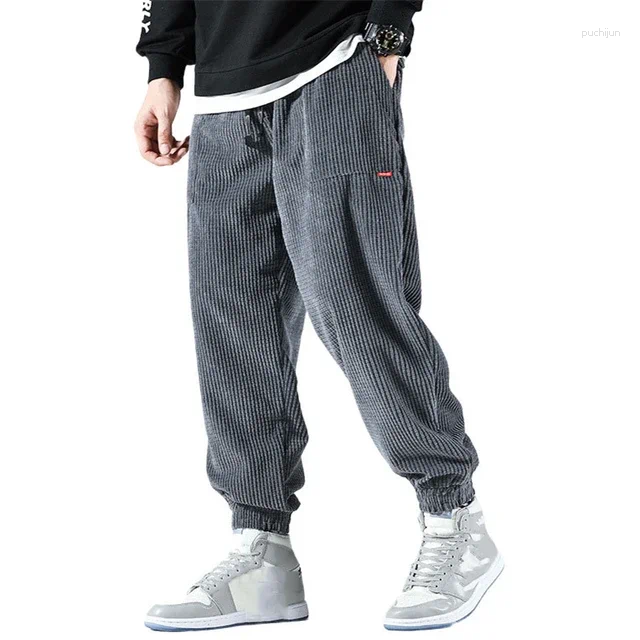 Men's Pants In Corduroy Jogger Harem Hip Hop Spring Summer Loose Harajuku Trousers Outdoor Sport Sweatpants Big Size Pantalo bb