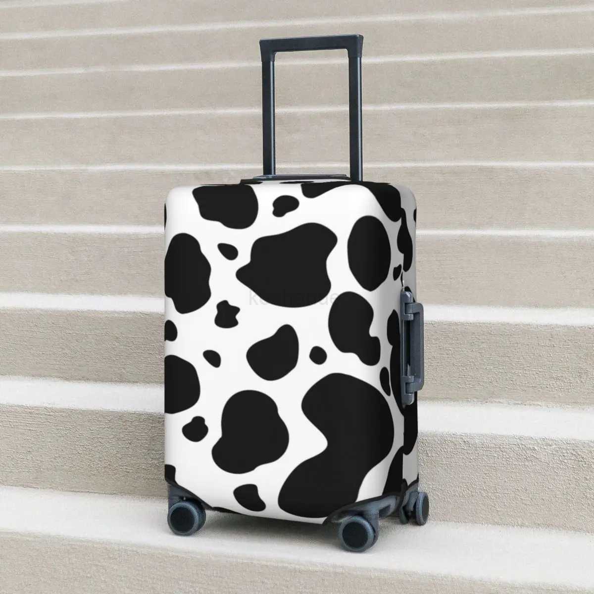 Black And White Cow Print Suitcase Cover Vacation Cow Spots Pattern Fun Luggage Case Travel ProtectorXJ240723