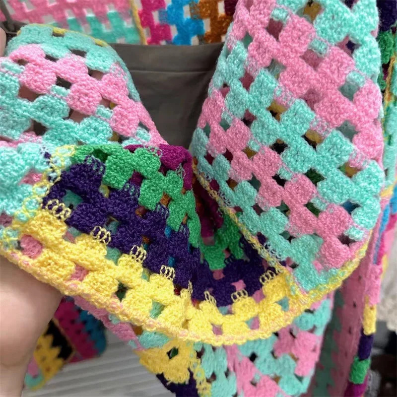 Colorful Sweater Coat Womens Autumn Fashion Unique Top Style Slim and Versatile Knitted Cardigan 240717