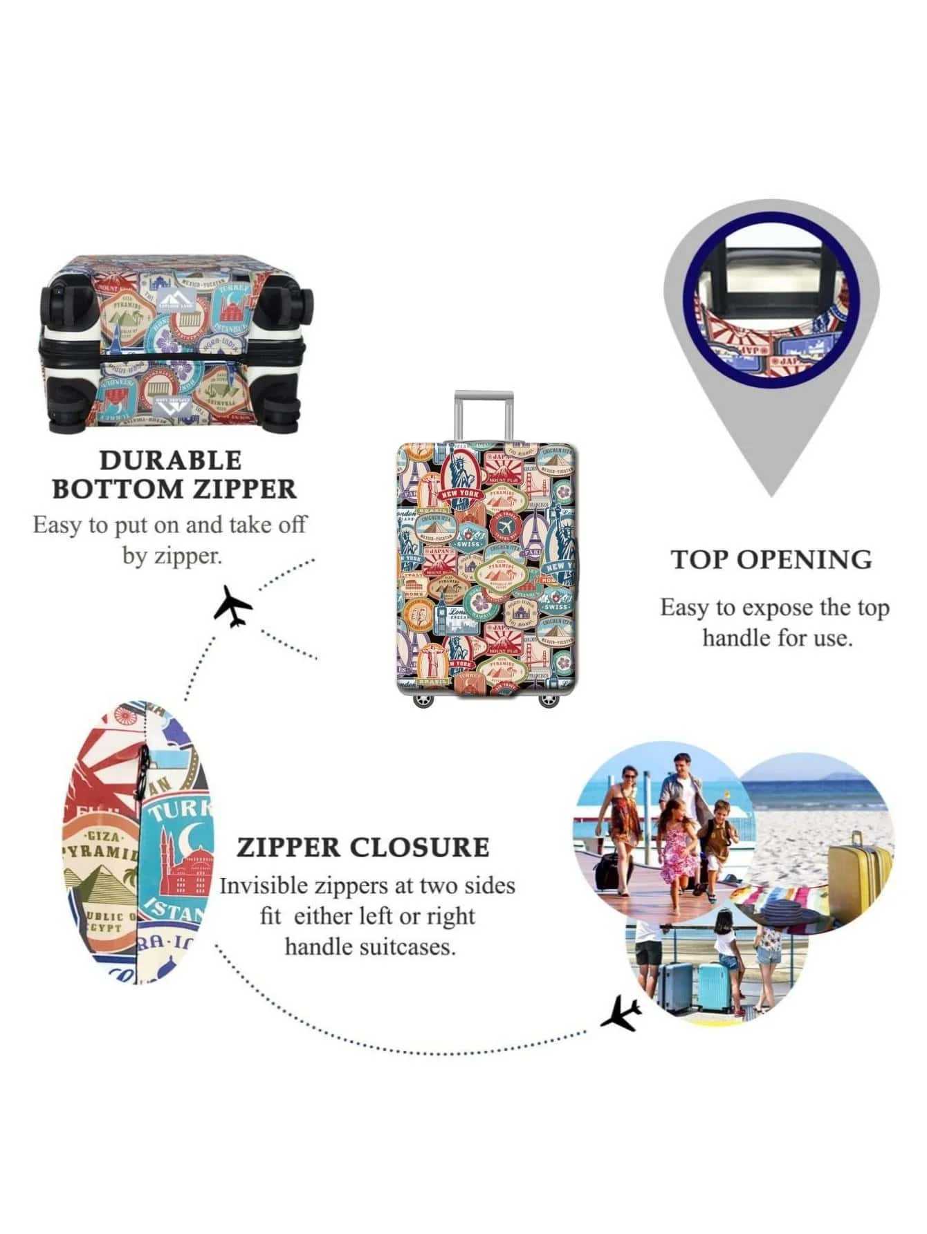 Personalized Luggage Case Suitcase Cover Thick Elastic Travel Luggage Protective Cover for 18 - 30 Baggage Detachable Dust BagsXJ240723
