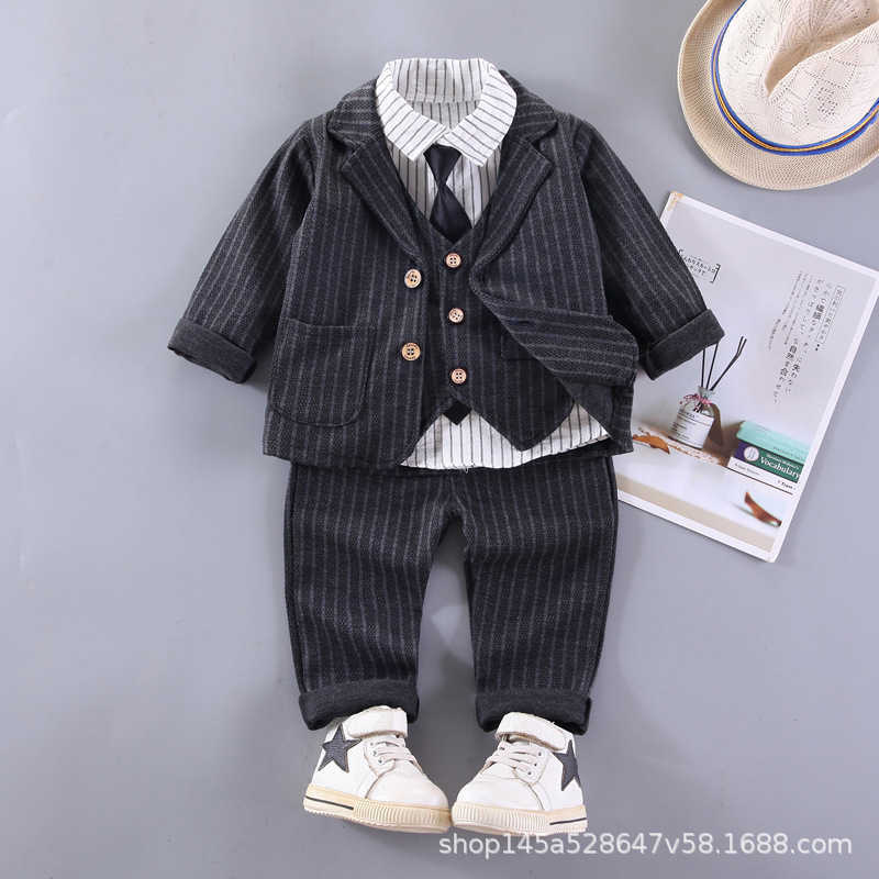 Clothing Sets Boys suit set childrens one year old British suit childrens new style boys baby flower girl autumn four piece set 96TG