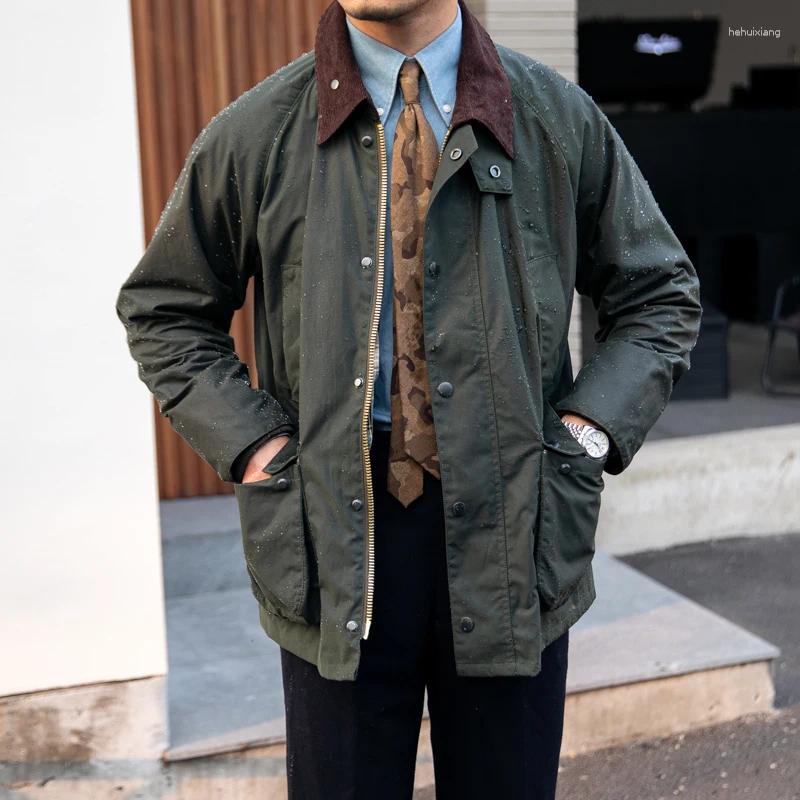 Men's Jackets Oil Wax Safari Jacket Oliver Green Slim Fit Waterproof Classic England Fashion Motorcycle Vintage Male Clothing
