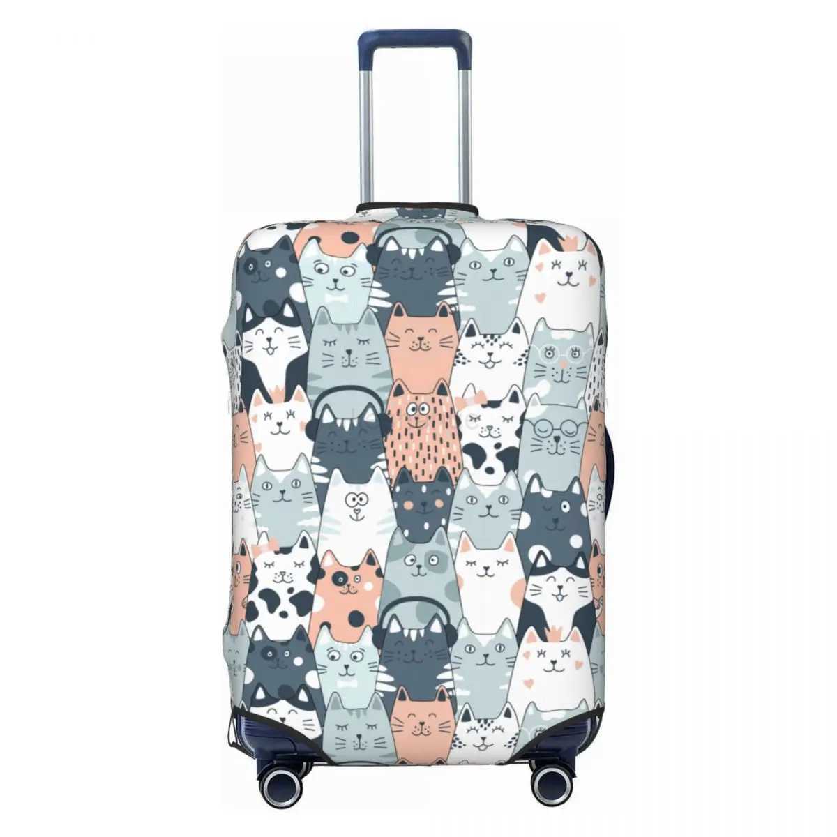 Custom Cute Kitten Cat Doodle Luggage Cover Protector Cute Travel Suitcase Protective Cover for 18-32 InchXJ240723