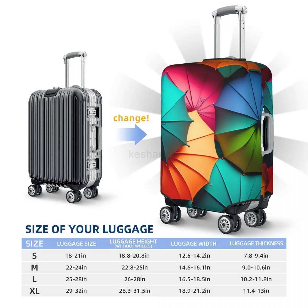 Colourful Umbrella Pattern Suitcase Cover 3d Design Business Protector Vacation Useful Luggage SuppliesXJ240723