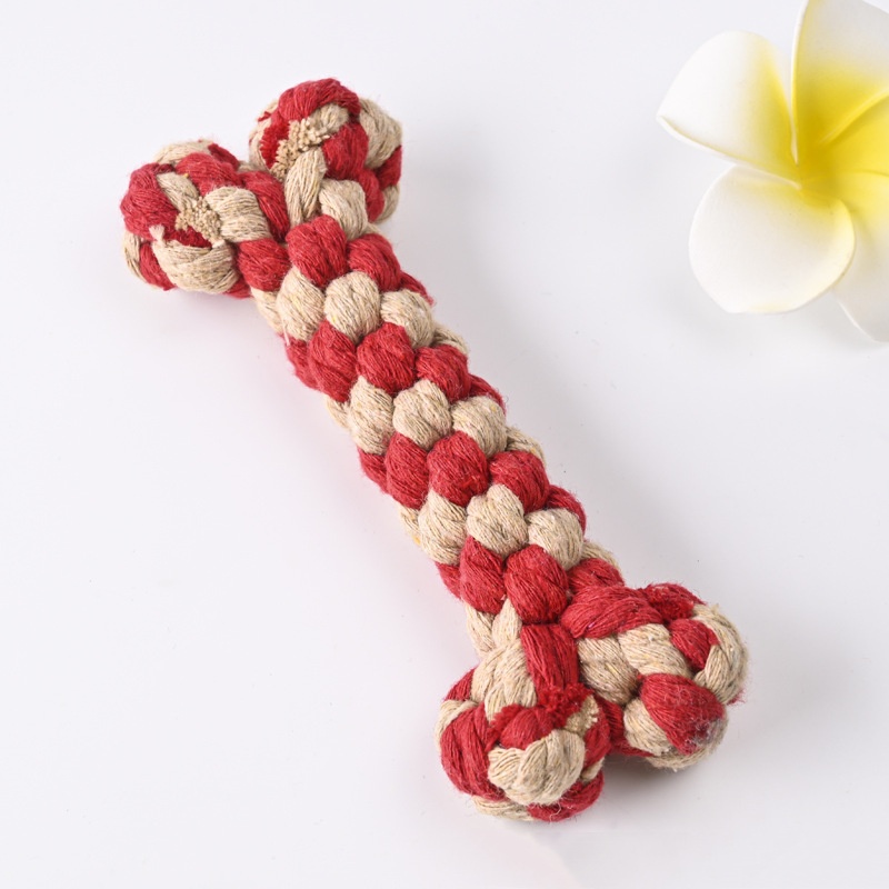 free shipping False Bone Cotton Rope Dog Bite Toys Chews Ball Knot Durable Braided Pet Supplies Aggressive Chewers Puppy Teething Value Tug Interactiv