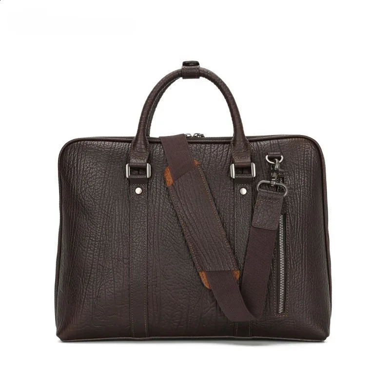 Fashion Business Men Handbags Briefcase Shoulder Crossbody Bag Genuine Leather Computer Messenger Bag Bolso Hombre 240723
