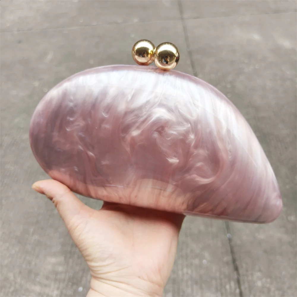 Factory Irregularpearl Blue Nude Acrylic Box Clutches Evening Bag Women Bridal Party Prom Wedding Clutch Purse Handbag 240815