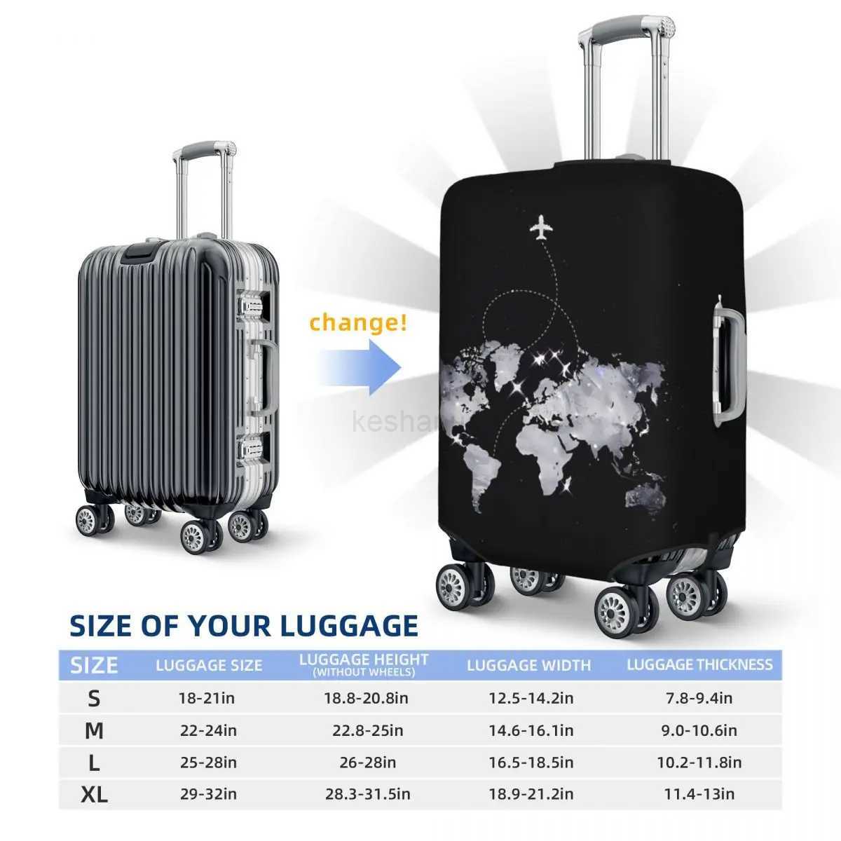 Flight Suitcase Cover Travel Map Cartoon Business Protection Holiday Elastic Luggage SuppliesXJ240723