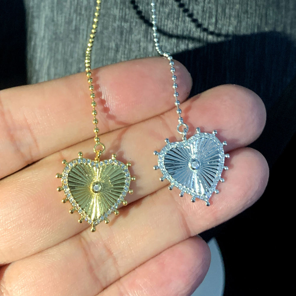 2025 Heart Pendant Fashion Necklace Wholesale High Quality Beaded Chain Sparking CZ Long Sexy Y Larait Women Jewelry