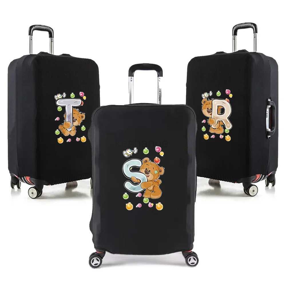 Travel Luggage Protective Cover 26 Letters Bear Print for 18-32 Inch Traveler Accessories Elastic Trolley Suitcase Protect CaseXJ240723