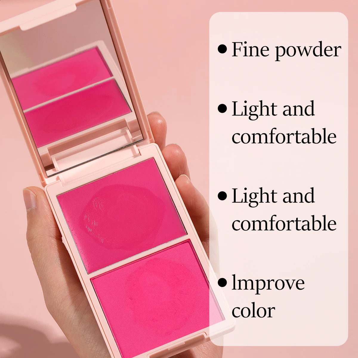 Creme Powder Blush Duo Long Wearing Matte Dewy Finish High Pigment Pink Candy Peach Blush Palette Vibrant Orange Red Blush 240723