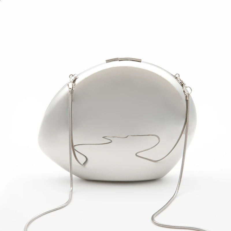 Metal shell shape clutch bag silver gold color women evening party cute purse handbag 240722