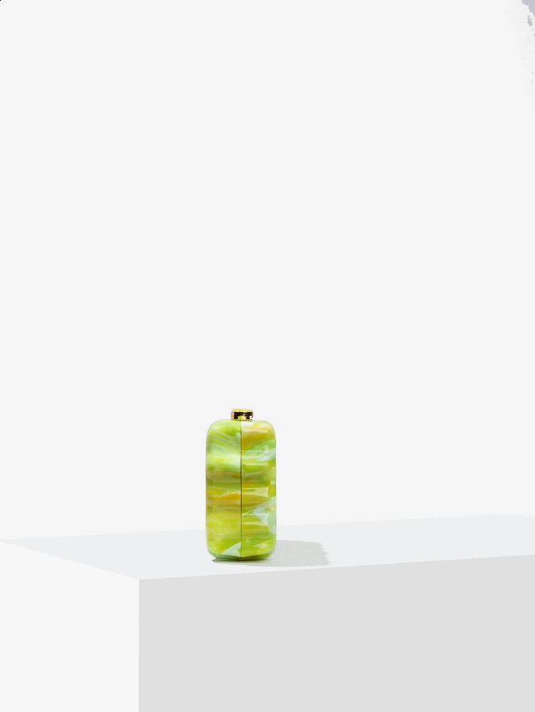DHXJ Womens Green Zigzag Edge Clutch Bag summer evening party lemon Wavy Marble print small purse 2024 wholesale 240722