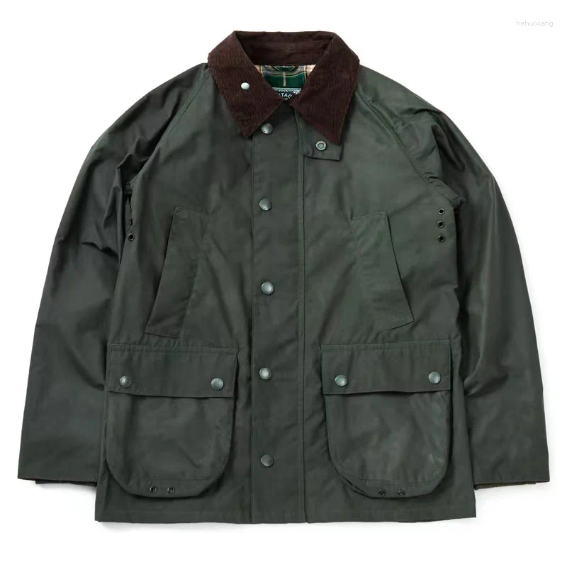 Men's Jackets Oil Wax Safari Jacket Oliver Green Slim Fit Waterproof Classic England Fashion Motorcycle Vintage Male Clothing