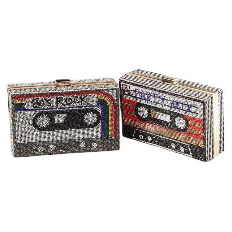 Blue wallet crystal diamond ladies dinner bag clutch portable wedding night party shoulder money 240723Zl